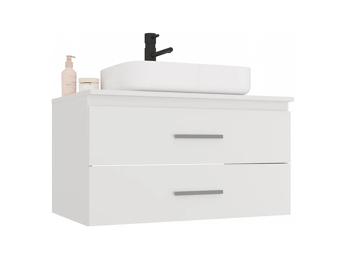 NEL - mueble de baño con 2 cajones para lavabo, blanco - 80×45×50 cm