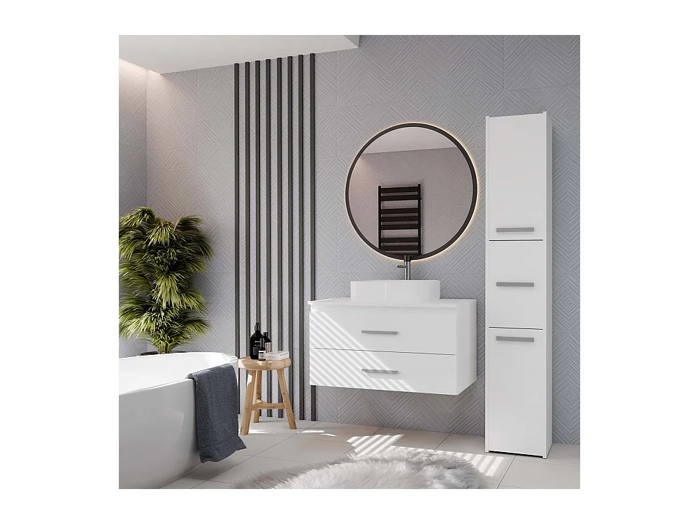 NEL - mueble de baño con 2 cajones para lavabo, blanco - 80×45×50 cm