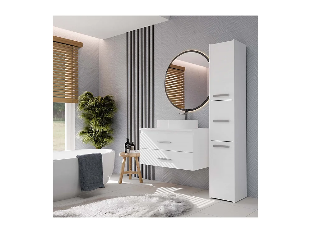 NEL - meuble de salle de bain avec 2 tiroirs pour lavabo, blanc - 80×45×50 cm