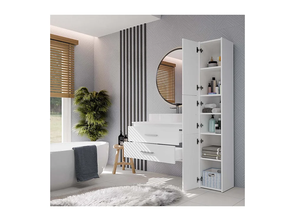 NEL - meuble de salle de bain avec 2 tiroirs pour lavabo, blanc - 80×45×50 cm