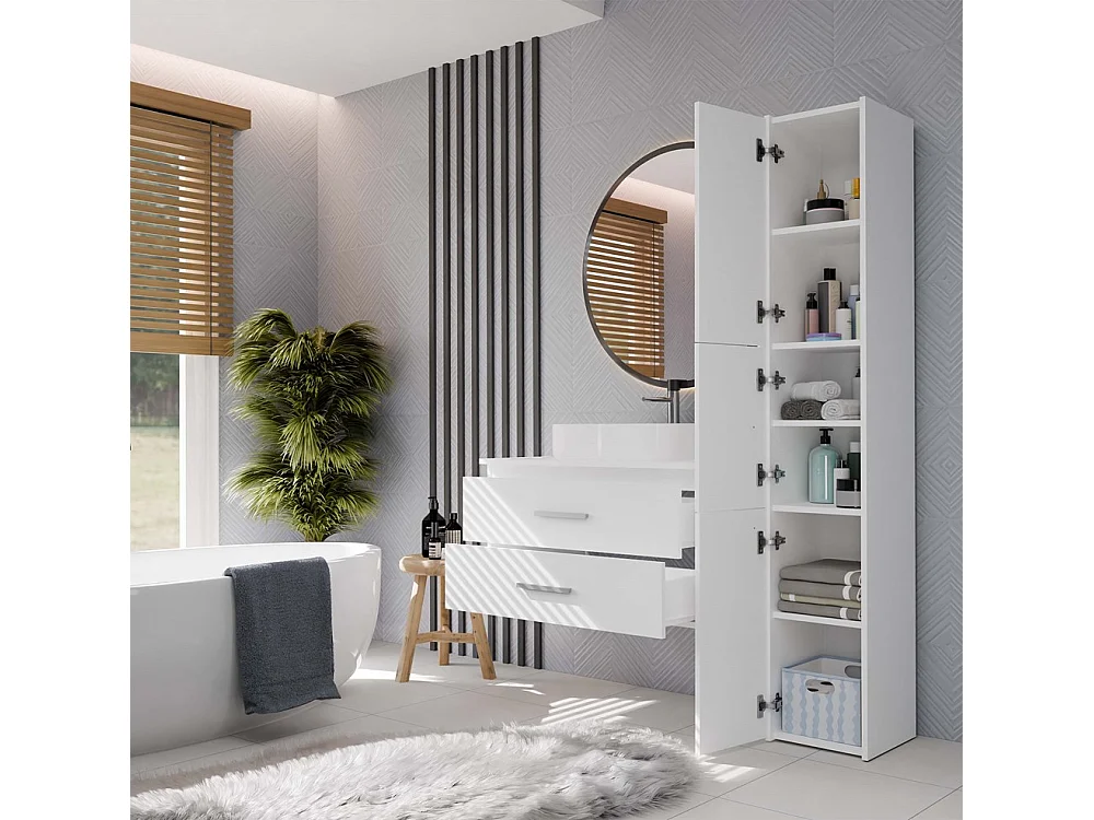 NEL - mueble de baño con 2 cajones para lavabo, blanco - 80×45×50 cm