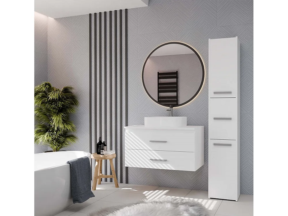 NEL - mobile da bagno con 2 cassetti per lavabo, bianco - 80×45×50 cm