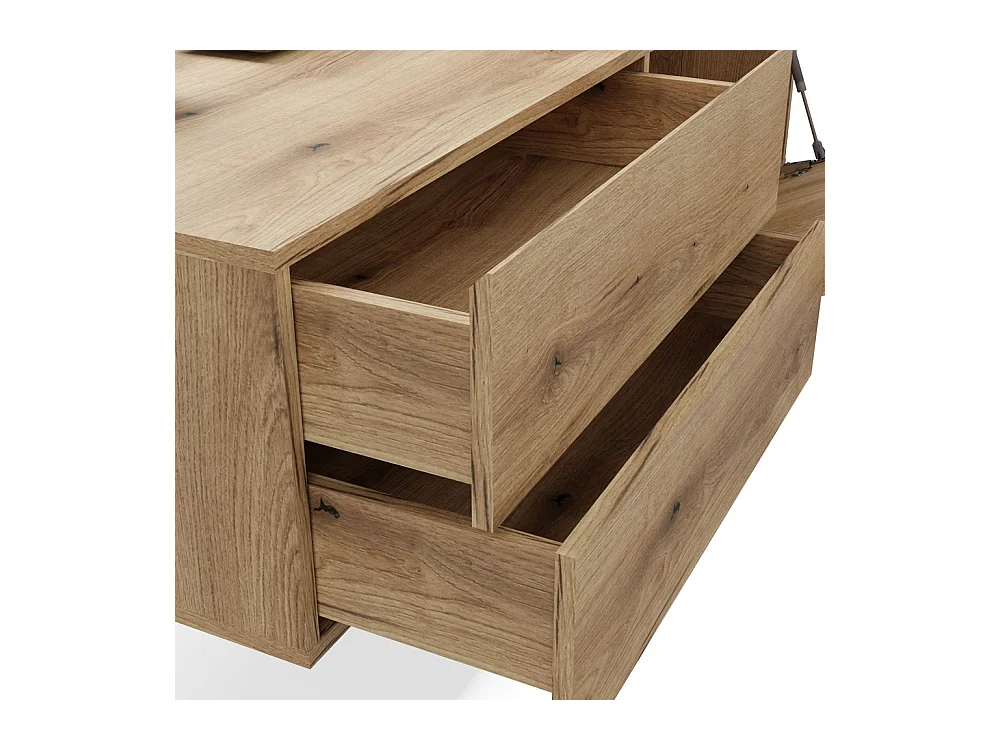 TIGO - mueble bajo lavabo roble con frente ranurado 2 cajones - 140×37,5×53 cm