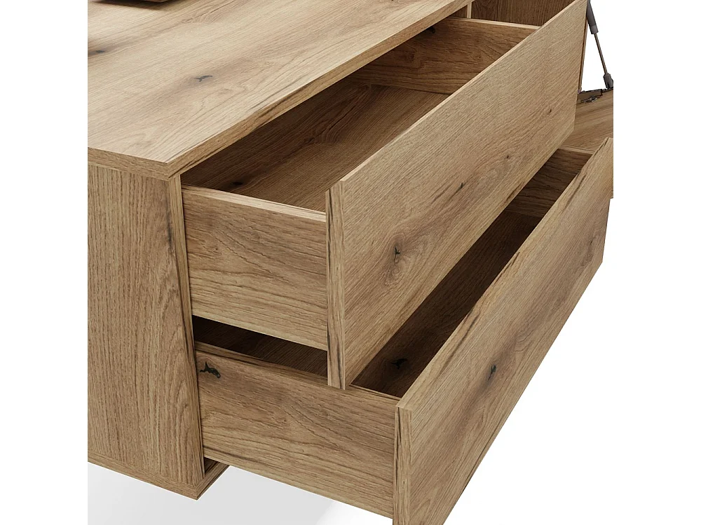 TIGO - mueble bajo lavabo roble con frente ranurado 2 cajones - 140×37,5×53 cm