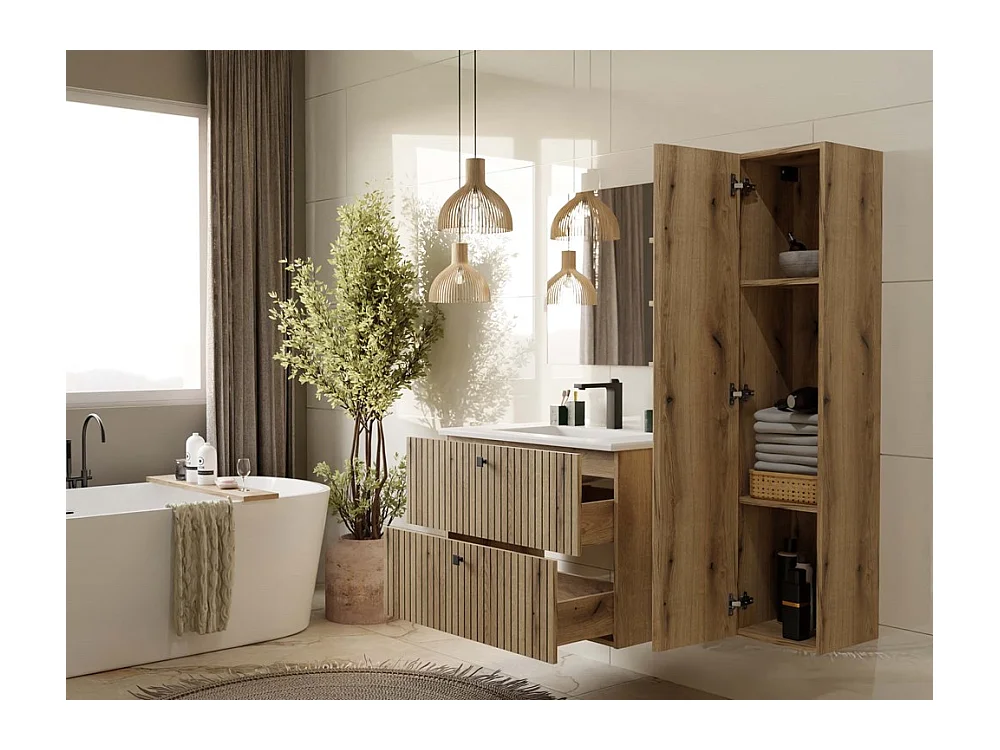 Szafka Łazienkowa TIGO 80 SZAFKA  | Dąb Evoke | 80x45,5x57 cm |2 Szuflady