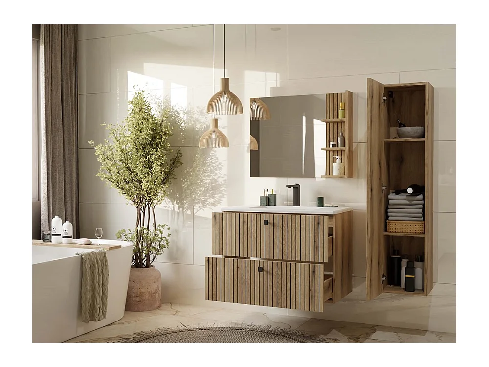 Szafka Łazienkowa TIGO 80 SZAFKA  | Dąb Evoke | 80x45,5x57 cm |2 Szuflady