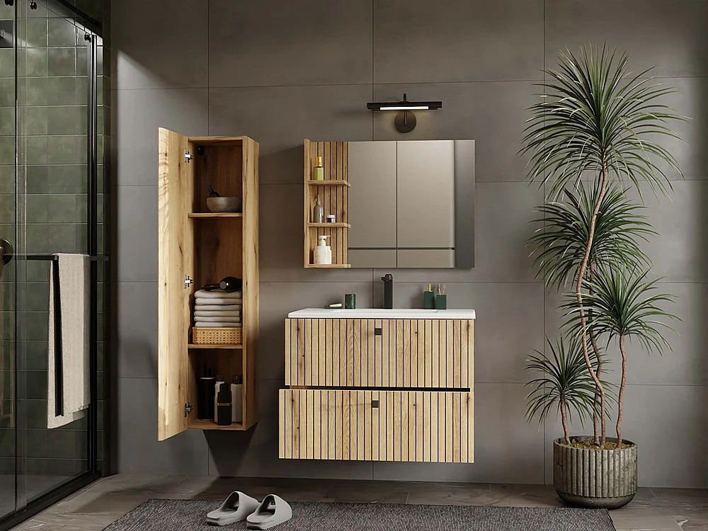 Szafka Łazienkowa TIGO 80 SZAFKA  | Dąb Evoke | 80x45,5x57 cm |2 Szuflady