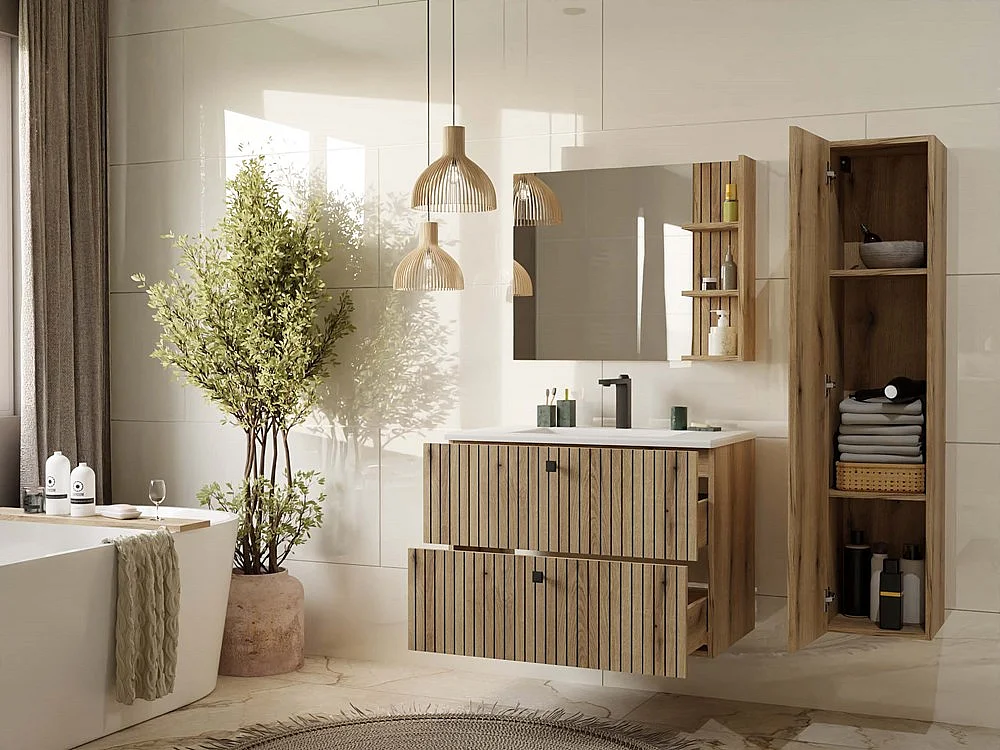 Szafka Łazienkowa TIGO 80 SZAFKA  | Dąb Evoke | 80x45,5x57 cm |2 Szuflady