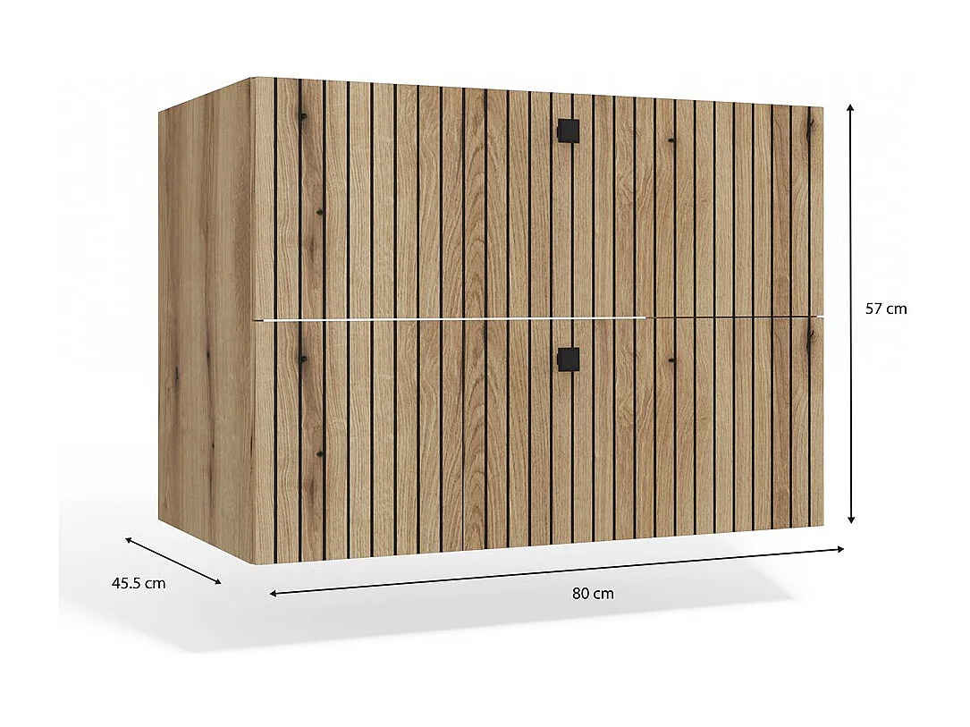 Szafka Łazienkowa TIGO 80 SZAFKA  | Dąb Evoke | 80x45,5x57 cm |2 Szuflady