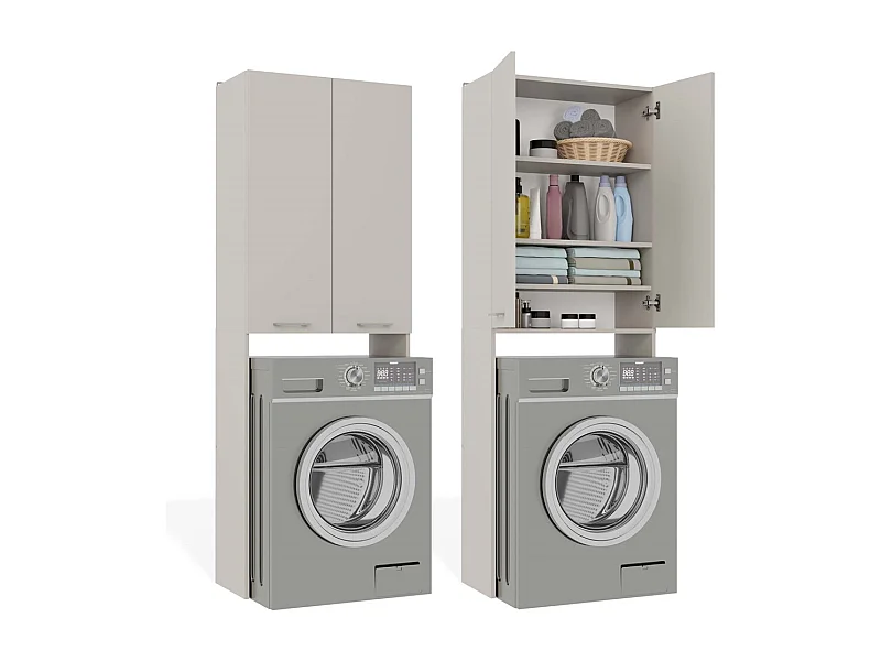 POLA - Mueble de Baño sobre la Lavadora - Beige - 64 x 30 x 180 cm