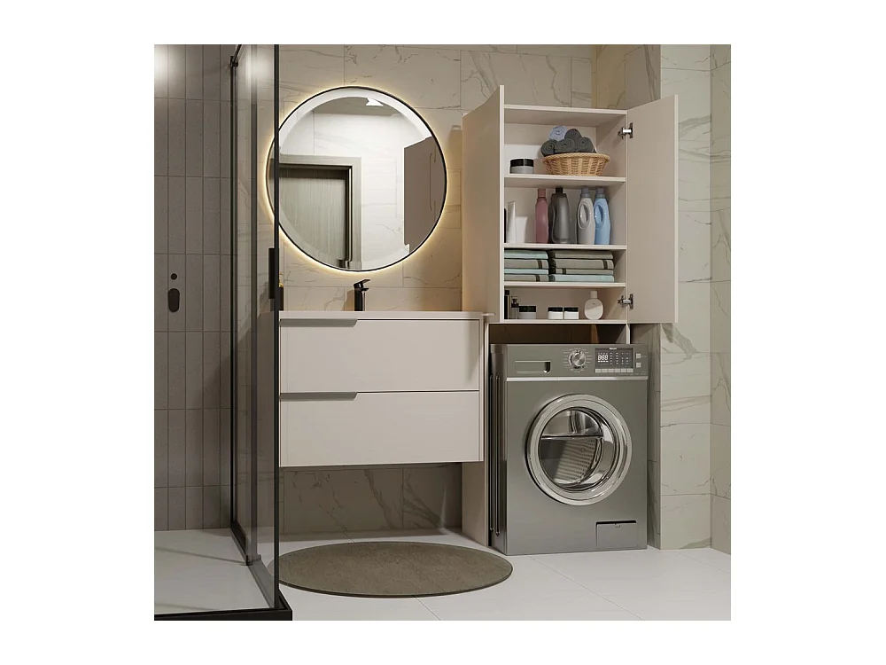 Regał Łazienkowy POLA DD | Kaszmir | 64x30x180 cm | Regał Nad Pralkę