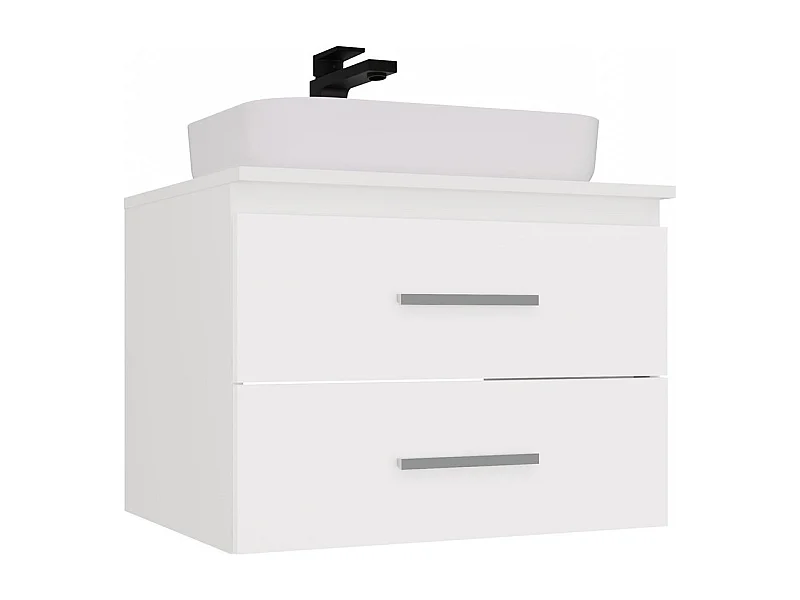 NEL - armoire de salle de bain pour lavabo, 2 tiroirs, blanc - 60×45×50 cm