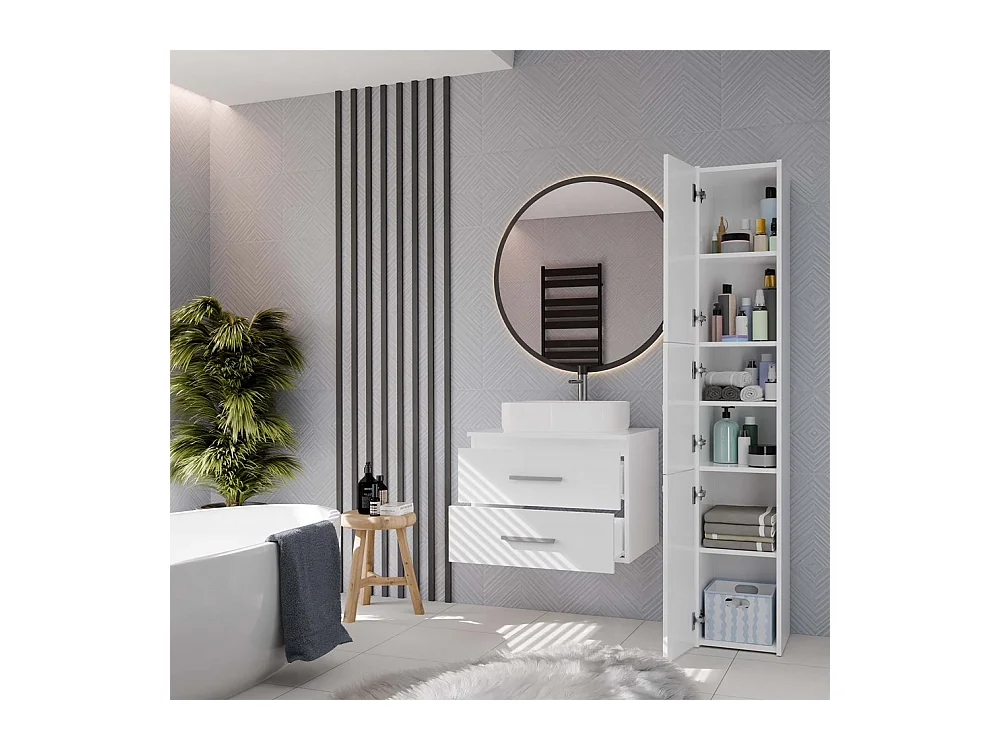 NEL - armario de baño para lavabo, 2 cajones, blanco - 60×45×50 cm