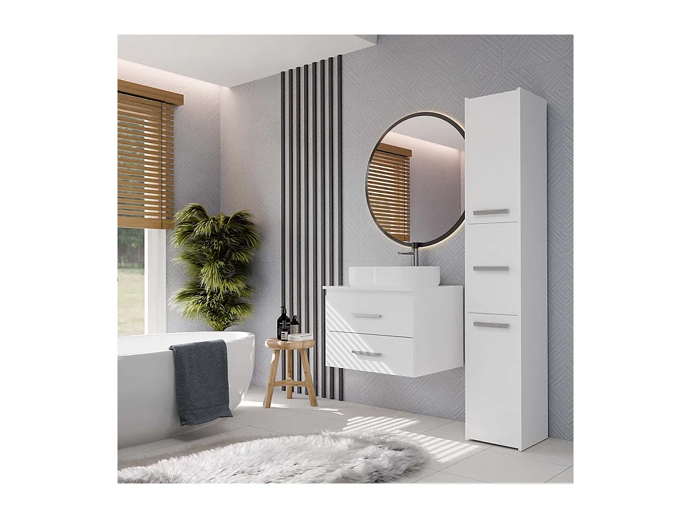 Szafka Łazienkowa NEL 60 | Biała | 60x50x45 cm | Wisząca 2 Szuflady