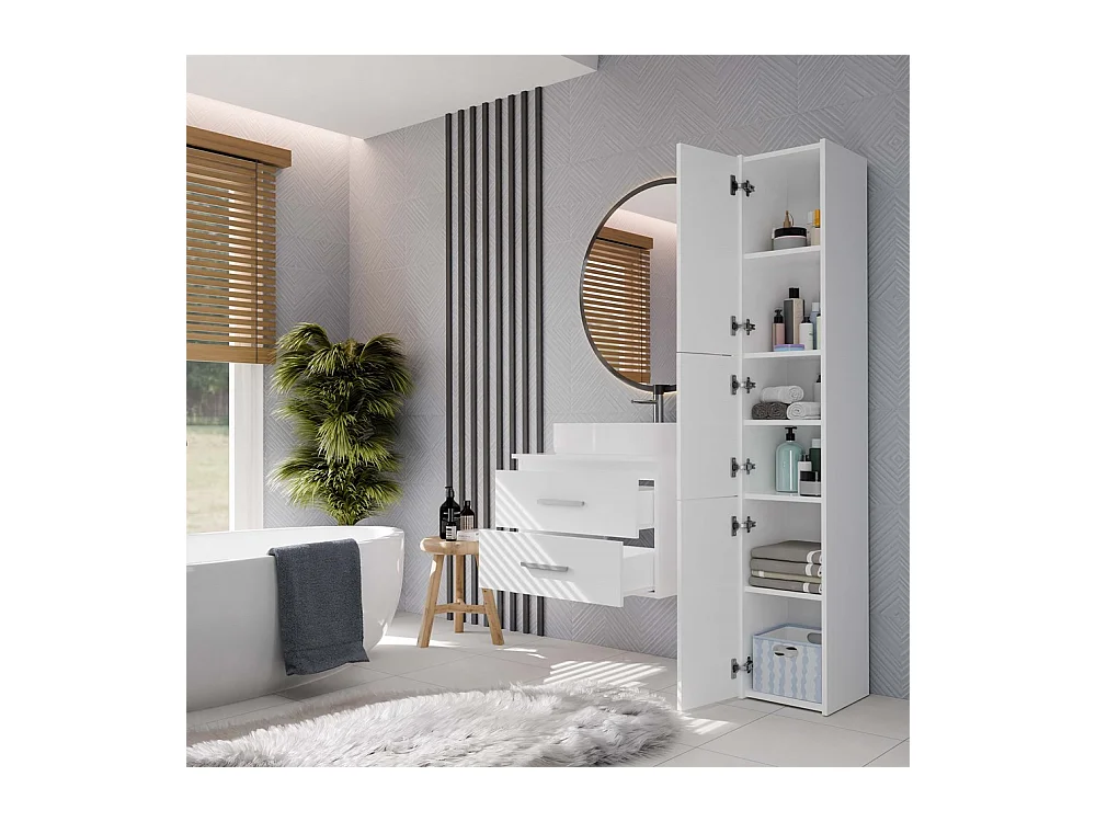 Szafka Łazienkowa NEL 60 | Biała | 60x50x45 cm | Wisząca 2 Szuflady