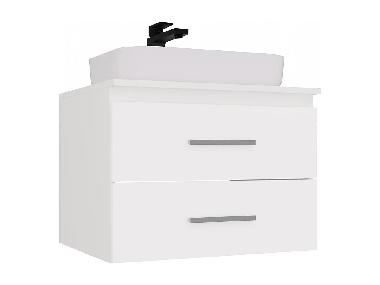 NEL - armoire de salle de bain pour lavabo, 2 tiroirs, blanc - 60×45×50 cm