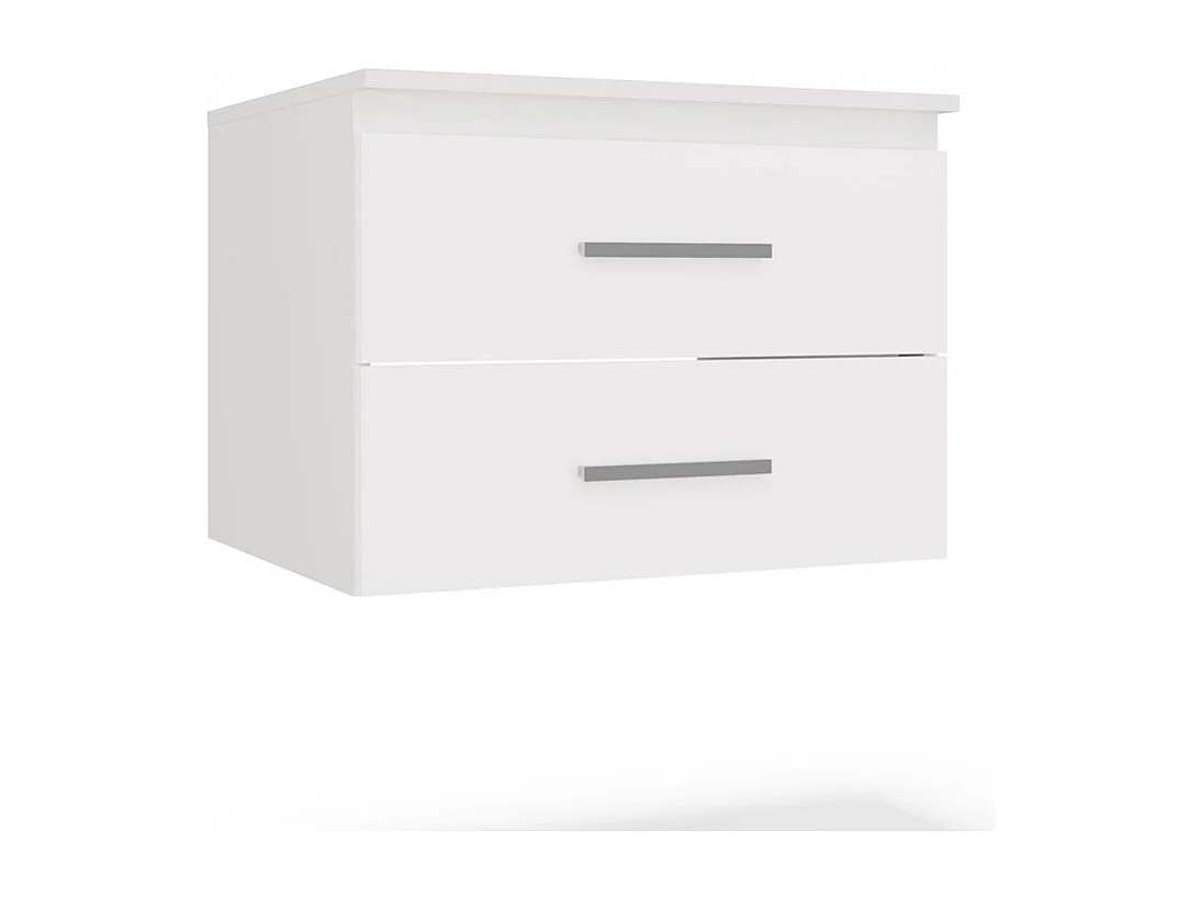 NEL - armoire de salle de bain pour lavabo, 2 tiroirs, blanc - 60×45×50 cm