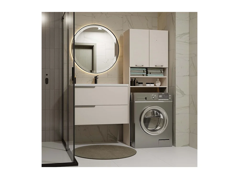 Szafka Pola DK | Kaszmir | 64x30x180 cm | Regał Łazienkowy nad Pralkę