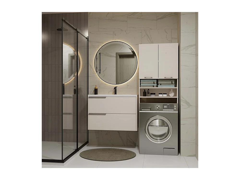 Szafka Pola DK | Kaszmir | 64x30x180 cm | Regał Łazienkowy nad Pralkę