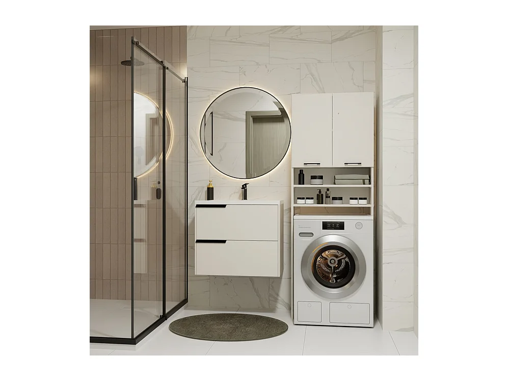 Szafka Pola DK | Kaszmir | 64x30x180 cm | Regał Łazienkowy nad Pralkę