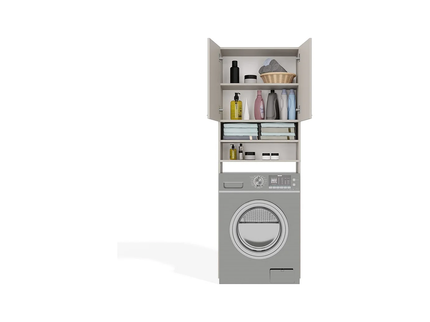 Szafka Pola DK | Kaszmir | 64x30x180 cm | Regał Łazienkowy nad Pralkę