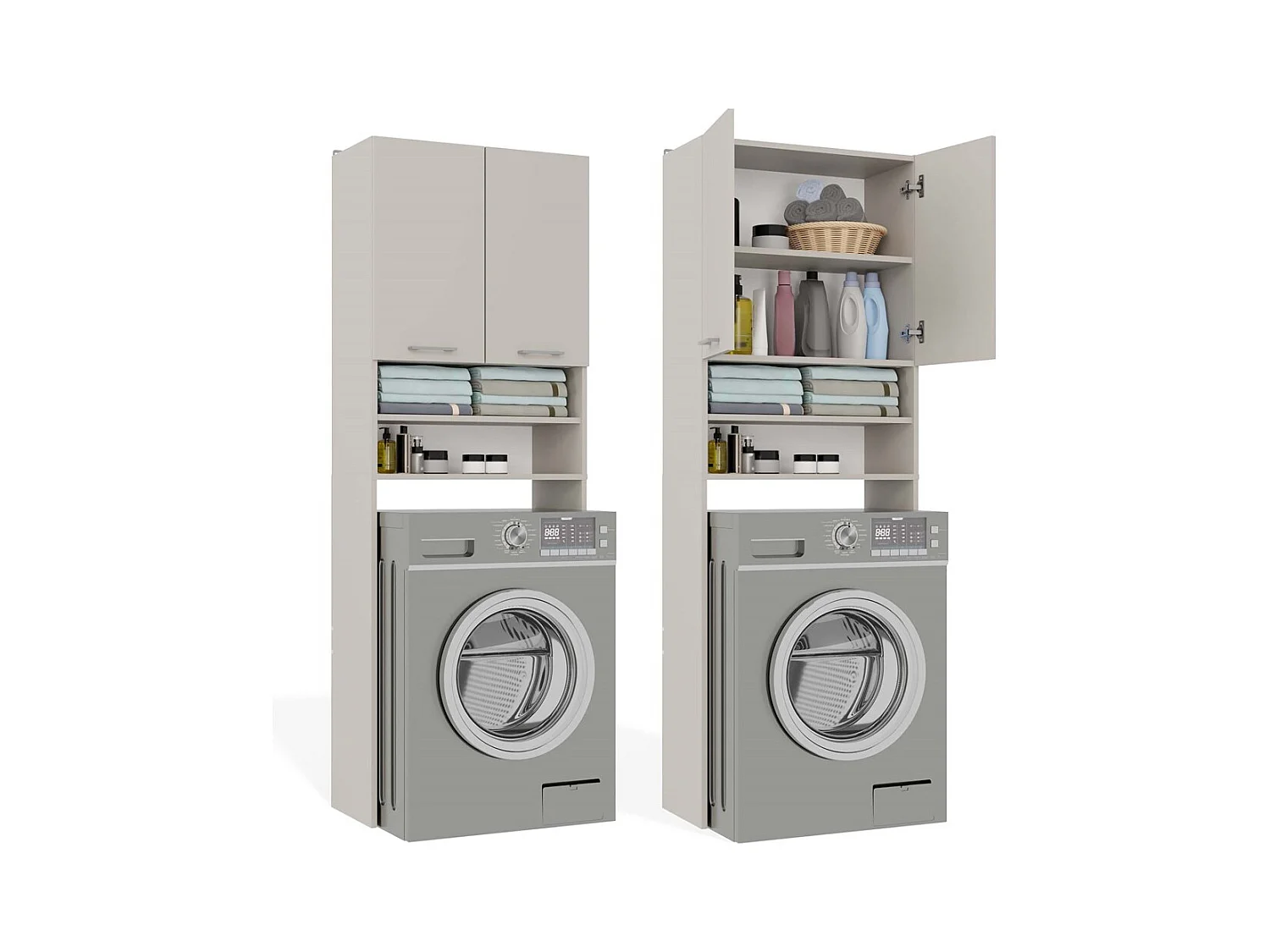 POLA - Armoire de Salle de Bain au-dessus du Lave-linge - Beige
