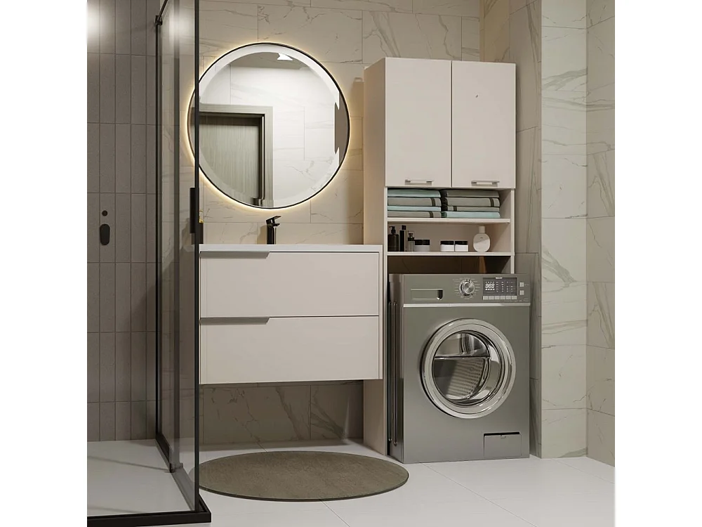 Szafka Pola DK | Kaszmir | 64x30x180 cm | Regał Łazienkowy nad Pralkę