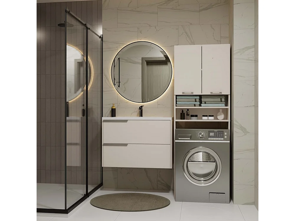 Szafka Pola DK | Kaszmir | 64x30x180 cm | Regał Łazienkowy nad Pralkę