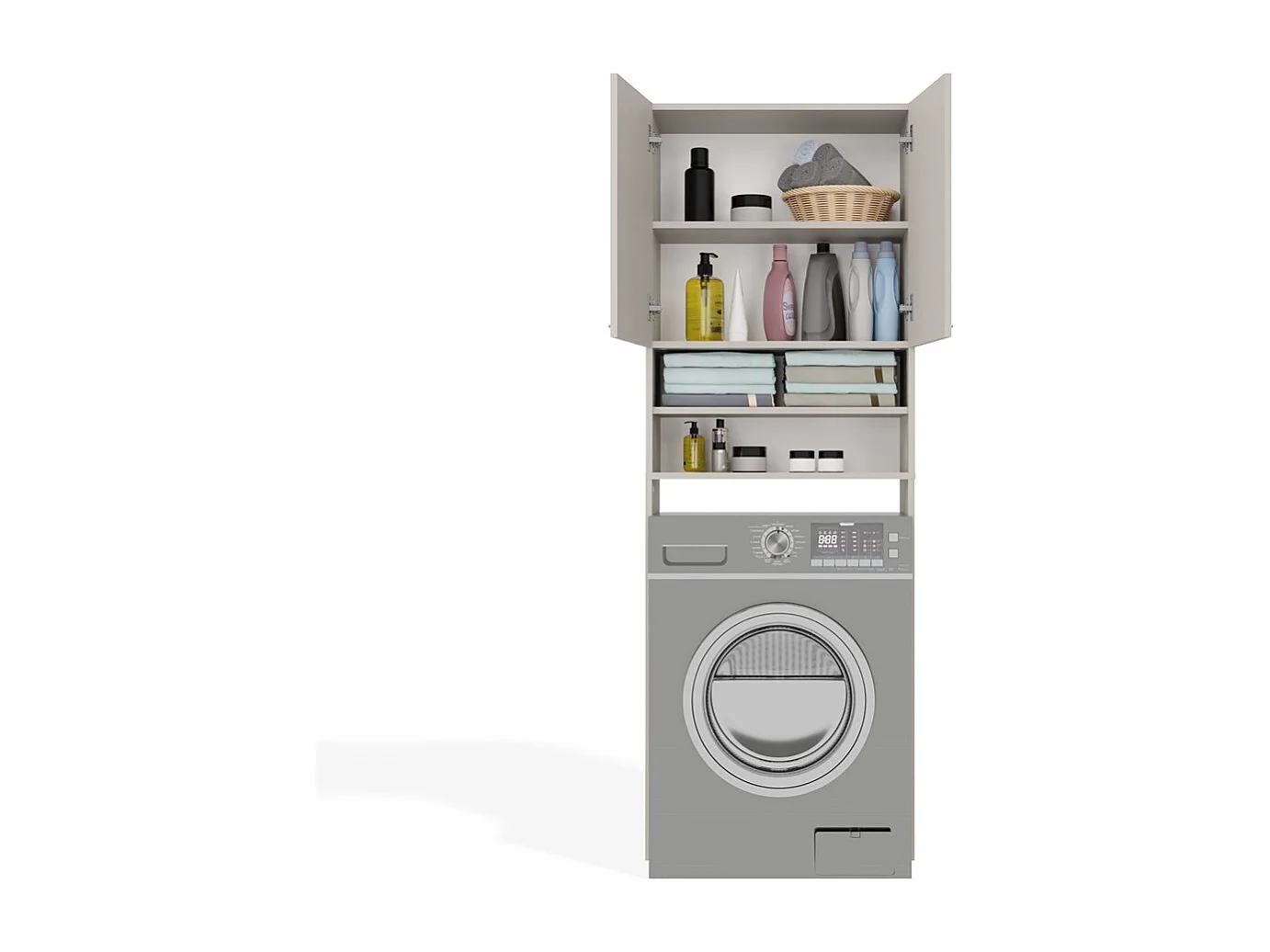 Szafka Pola DK | Kaszmir | 64x30x180 cm | Regał Łazienkowy nad Pralkę