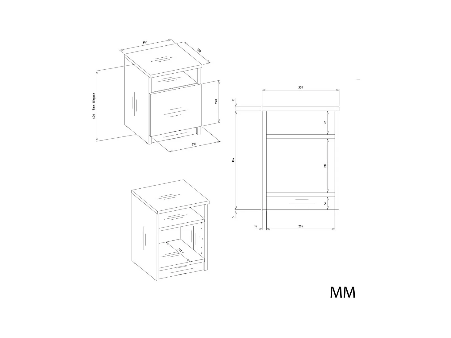GALAX - Table de nuit Blanc / Chêne artisan – 1 porte – Chambre