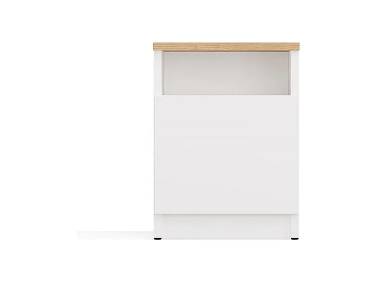 GALAX - Table de nuit Blanc / Chêne artisan – 1 porte – Chambre