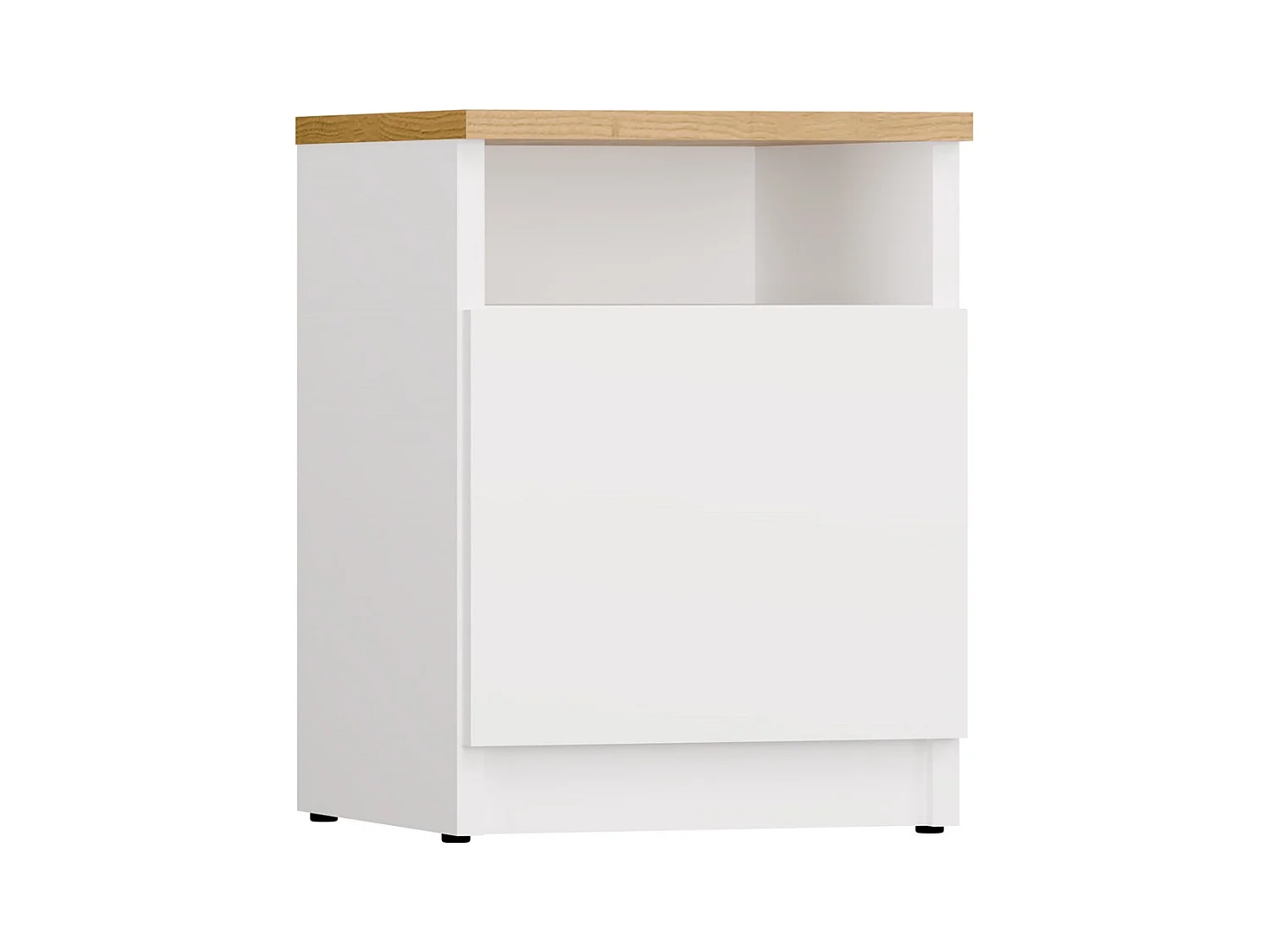 GALAX - Table de nuit Blanc / Chêne artisan – 1 porte – Chambre
