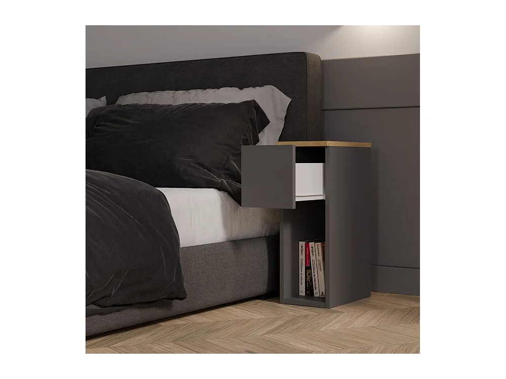 Szafka nocna GALAX 20/1S | Antracyt/ Dąb Artisan | 20x30x55 cm | Nowoczesny stolik z szufladą