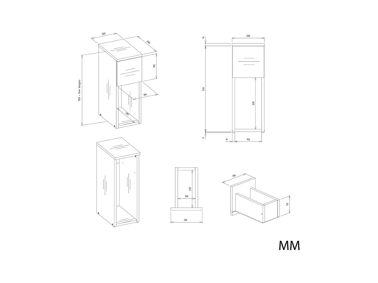 Szafka nocna GALAX 20/1S | Antracyt/ Dąb Artisan | 20x30x55 cm | Nowoczesny stolik z szufladą