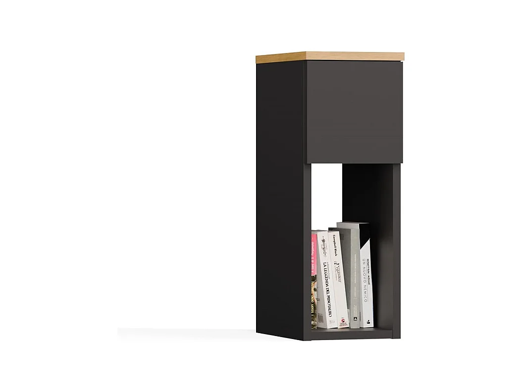 Szafka nocna GALAX 20/1S | Antracyt/ Dąb Artisan | 20x30x55 cm | Nowoczesny stolik z szufladą