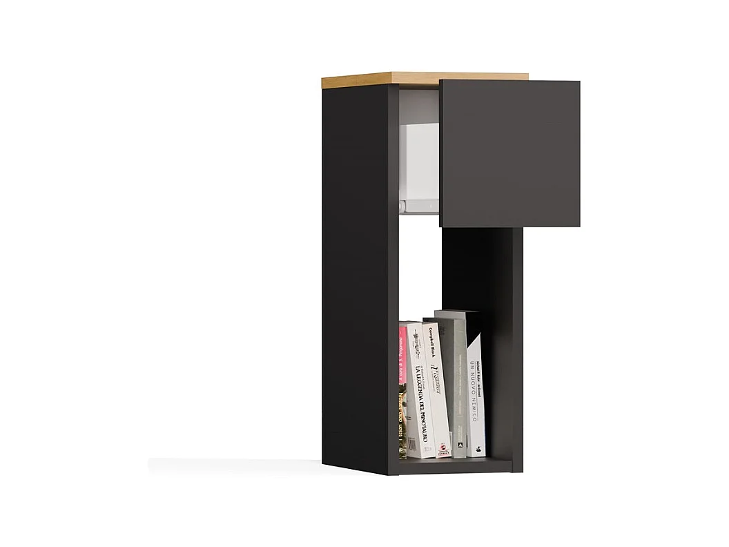 Szafka nocna GALAX 20/1S | Antracyt/ Dąb Artisan | 20x30x55 cm | Nowoczesny stolik z szufladą