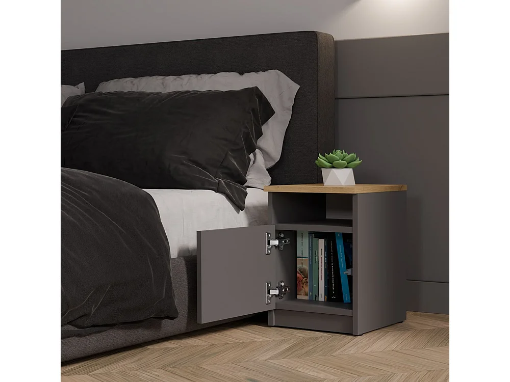 Szafka Nocna GALAX 30 1D | Antracyt/Dąb Artisan |  30x30x40 cm | Szafka/Stolik Nocny