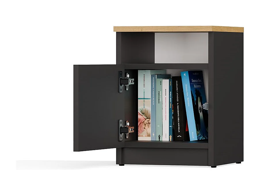 Szafka Nocna GALAX 30 1D | Antracyt/Dąb Artisan |  30x30x40 cm | Szafka/Stolik Nocny