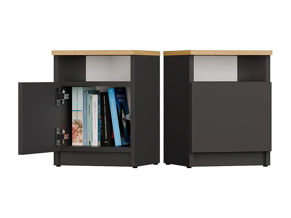 Szafka Nocna GALAX 30 1D | Antracyt/Dąb Artisan |  30x30x40 cm | Szafka/Stolik Nocny