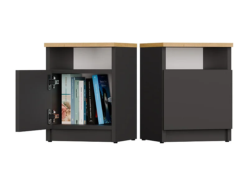 Szafka Nocna GALAX 30 1D | Antracyt/Dąb Artisan |  30x30x40 cm | Szafka/Stolik Nocny