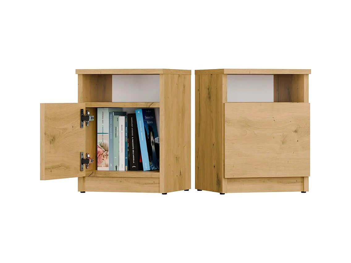 GALAX - Table de nuit Chêne artisan – 1 porte – Chambre