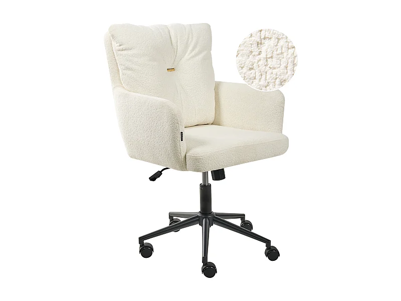 Chaise de bureau ALPINE Bouclé Blanc cassé