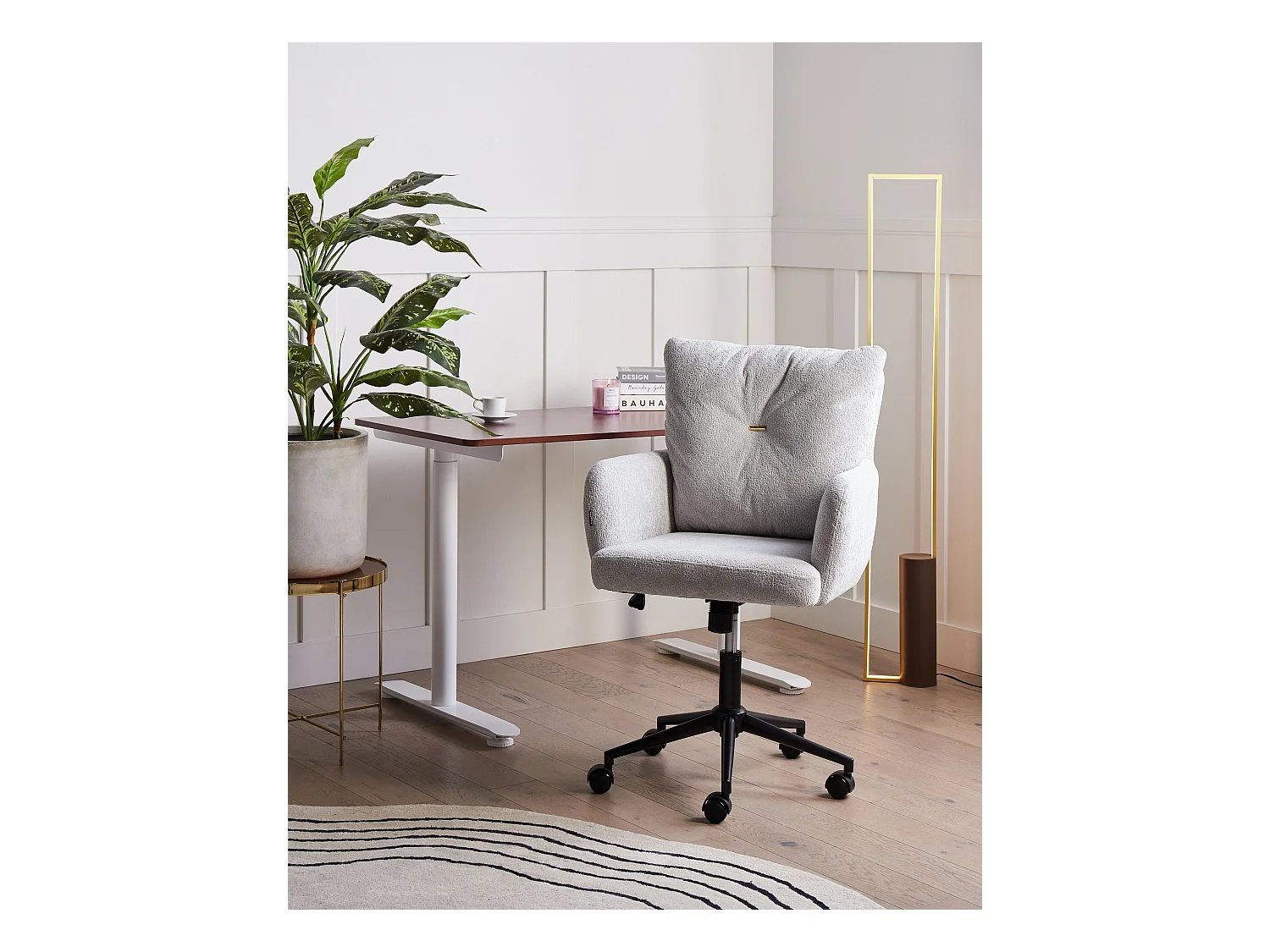 Chaise de bureau ALPINE Fourrure synthétique Gris