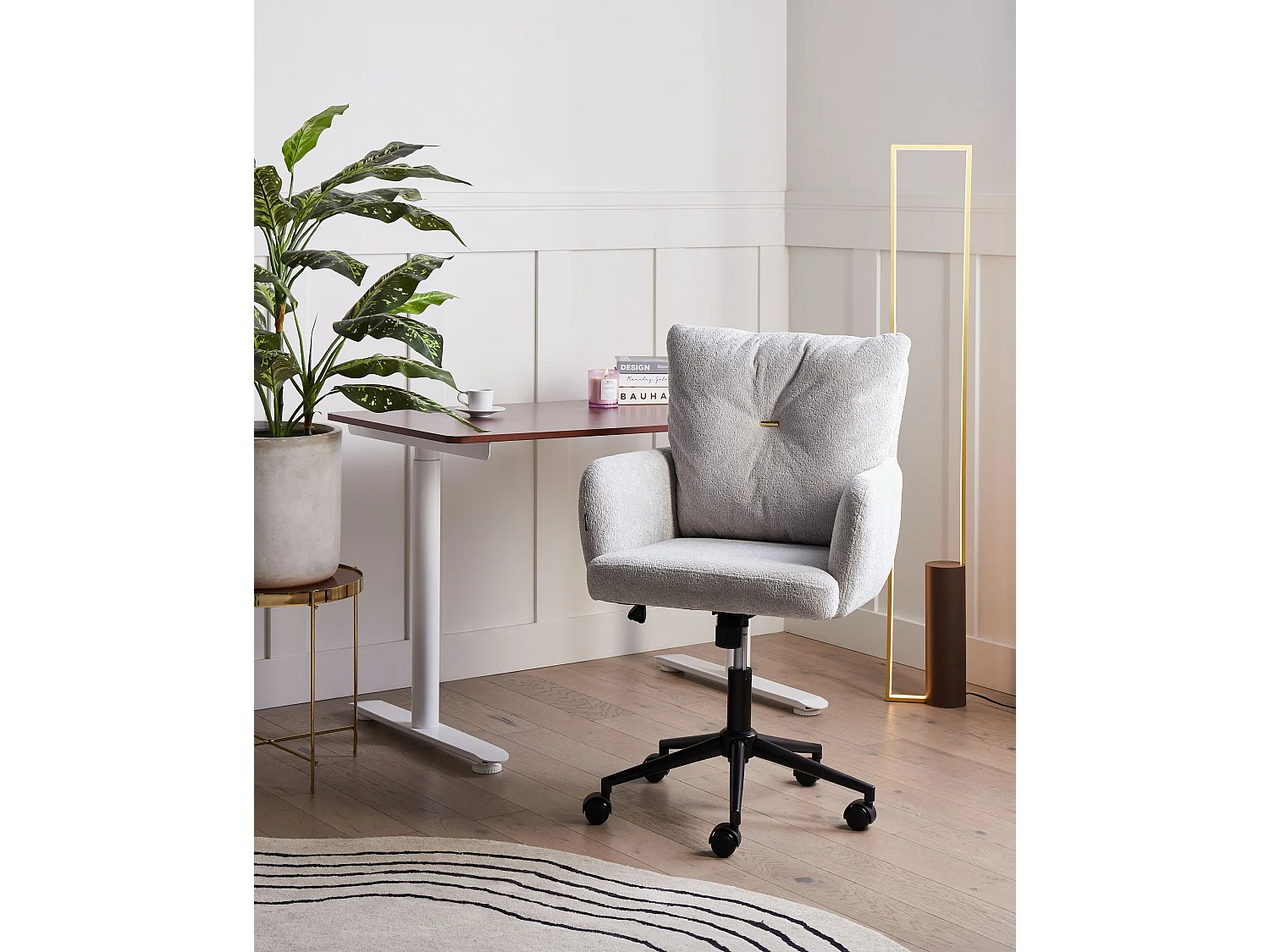 Chaise de bureau ALPINE Fourrure synthétique Gris