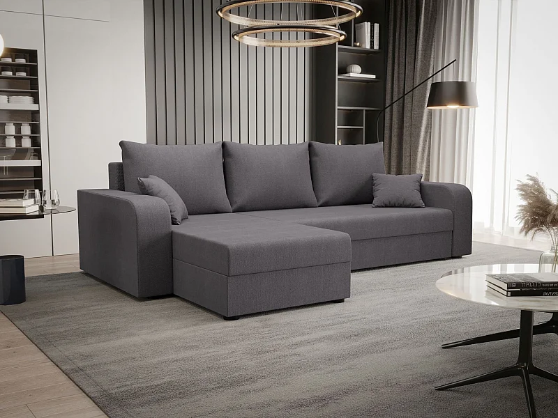 BEDANTE hoekbank HEWLET L BIS Cosmic 160 links grijs met slaapfunctie L-vormige bank met opbergruimte bedbox Wohnzimmersofa Couch Sofa Bettsofa bedbox Bettcouch
