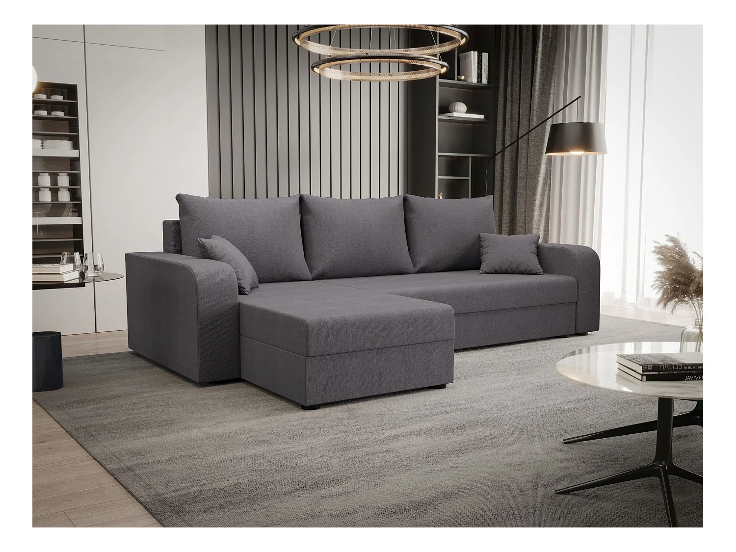 BEDANTE hoekbank HEWLET L BIS Cosmic 160 links grijs met slaapfunctie L-vormige bank met opbergruimte bedbox Wohnzimmersofa Couch Sofa Bettsofa bedbox Bettcouch