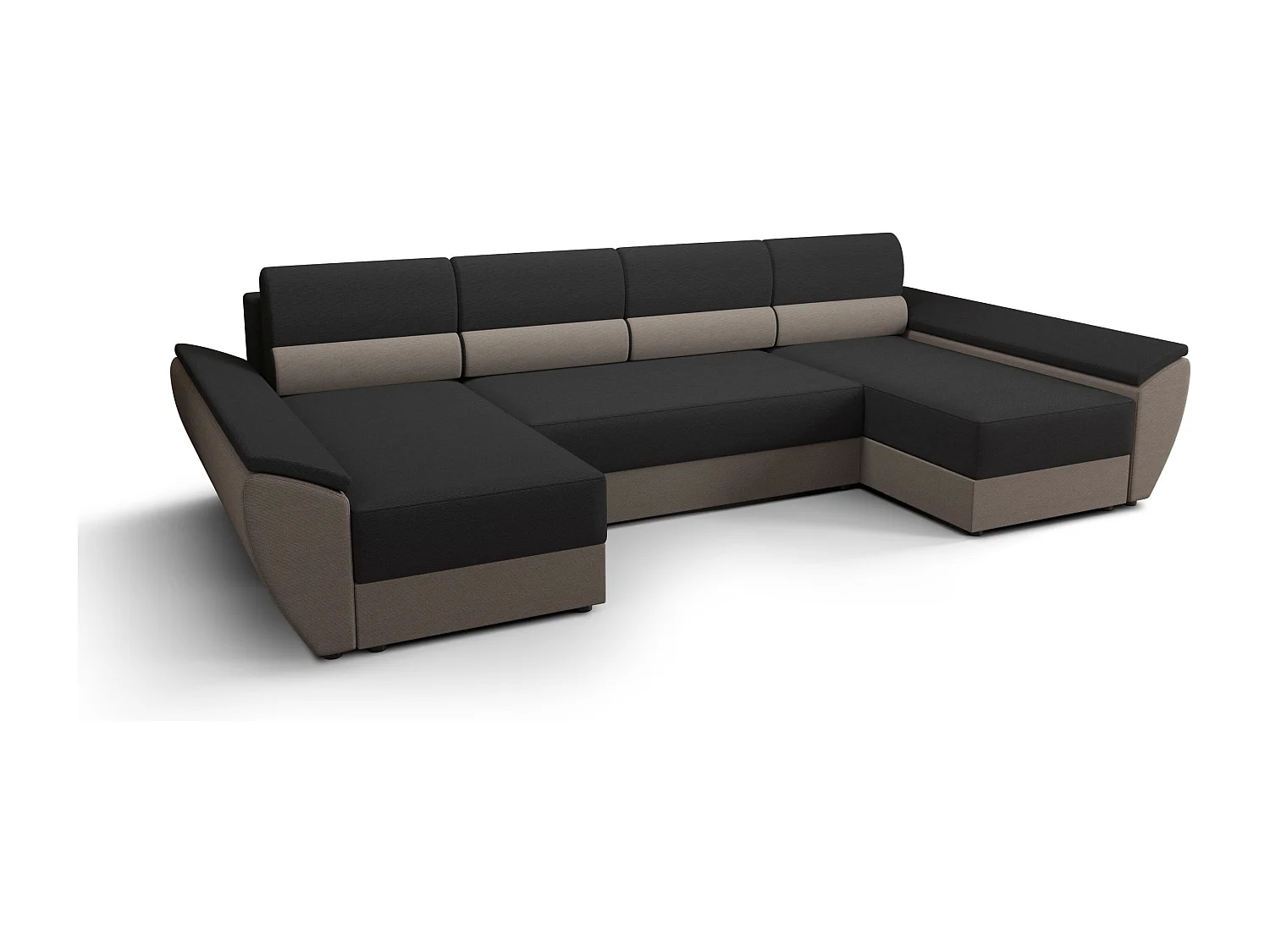 BEDANTE canapé d’angle REBIU4 RAINBOW 15+83 noir/rouge avec fonction de couchage canapé en L avec espace de rangement