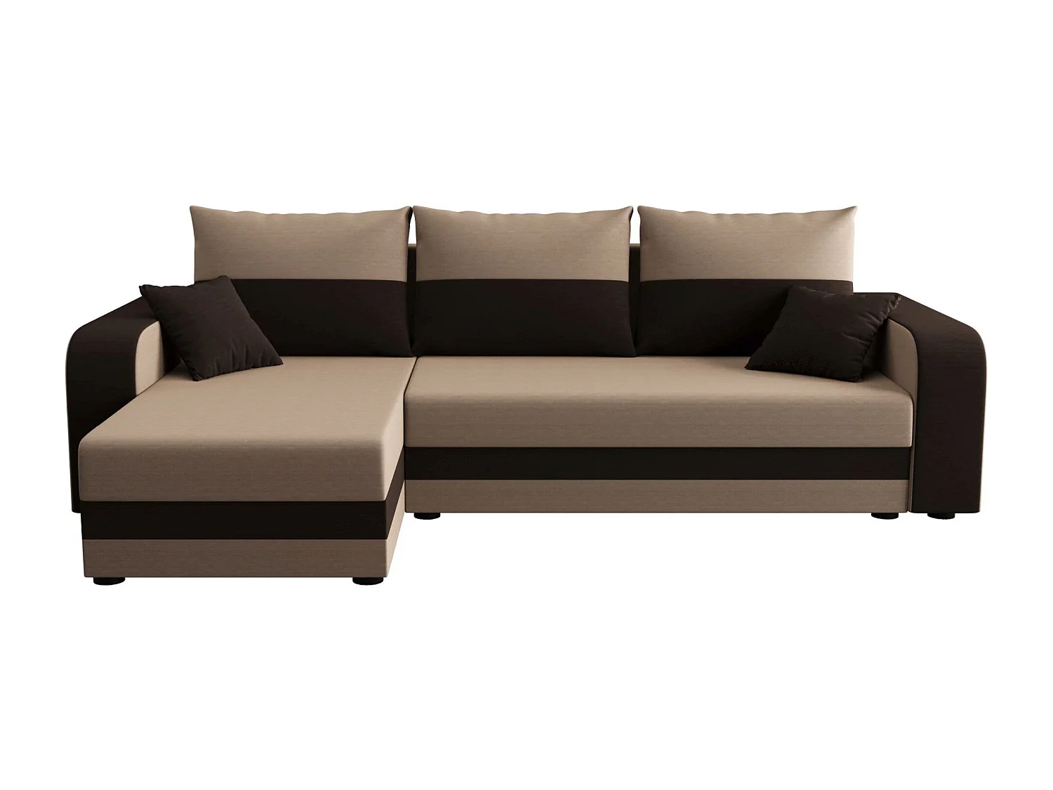 BEDANTE ECKSOFA HEWLET L BIS Rainbow 05+41 Links Beige/Braun mit Schlaffunktion L-Form Sofa mit Stauraum Bettkasten