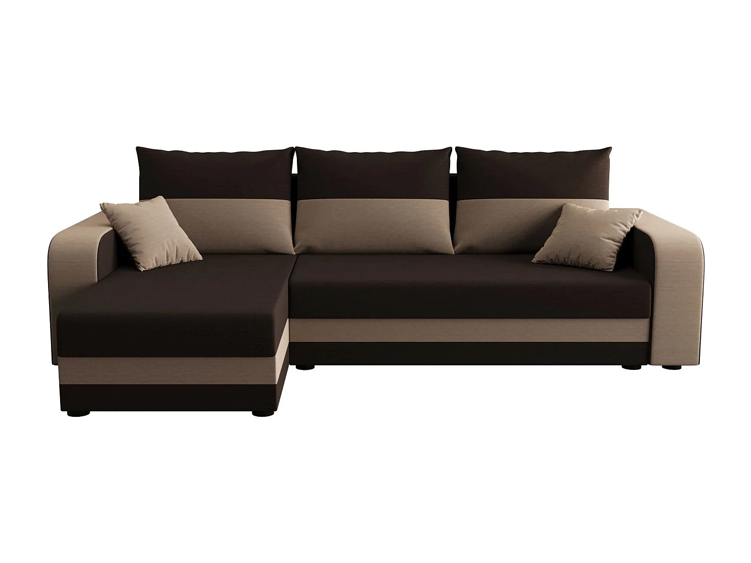 BEDANTE ECKSOFA HEWLET L BIS Rainbow 41+05 Links Braun/Beige mit Schlaffunktion L-Form Sofa mit Stauraum Bettkasten