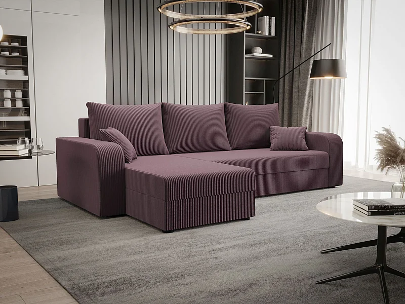 BEDANTE ECKSOFA HEWLET L BIS Zoom 17 Links Dunkelrosa mit Schlaffunktion L-Form Sofa mit Stauraum Bettkasten Wohnzimmersofa Couch Sofa Bettsofa Bettkasten Bettcouch